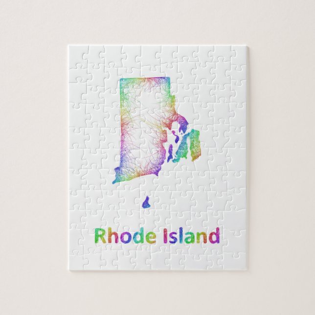 Rainbow Rhode Island map Jigsaw Puzzle (Vertical)