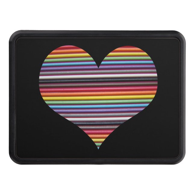 Rainbow Ribbon Cable Heart Hitch Cover (Front)