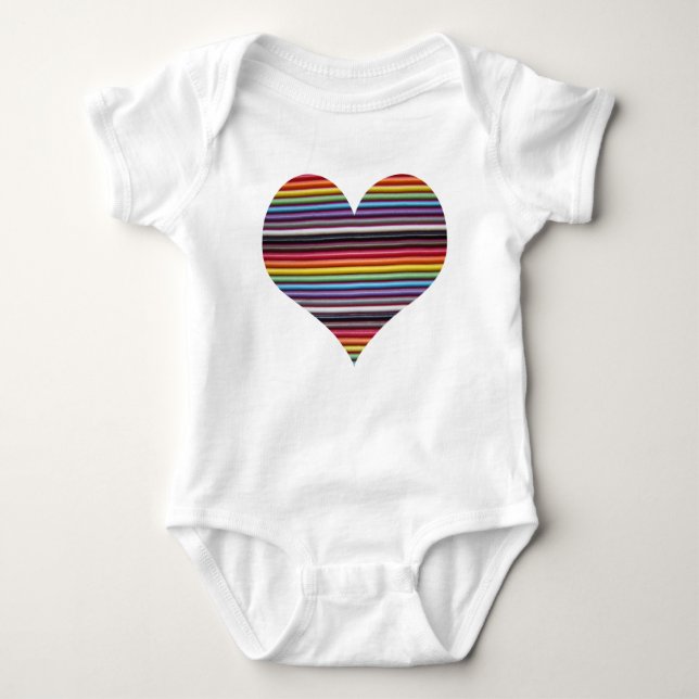Rainbow Ribbon Cable Heart Infant Creeper (Front)