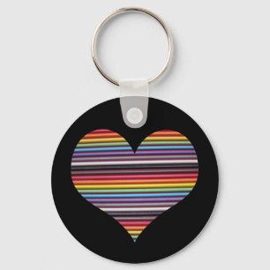 Rainbow Ribbon Cable Heart Key Chain