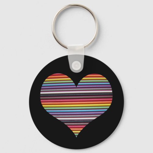 Rainbow Ribbon Cable Heart Key Chain