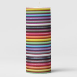 Rainbow Ribbon Cable Pillar Candle