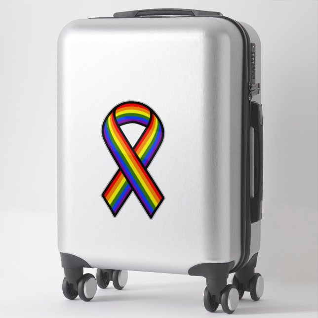 Rainbow Ribbon Custom-Cut Vinyl Sticker (Suitcase)