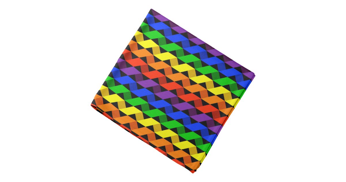 Rainbow Ribbon Quilt Gay Pride Pocket Square or Bandana