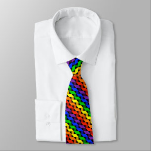 Rainbow Ribbon Quilt Pattern Gay Pride Men's Neck Tie