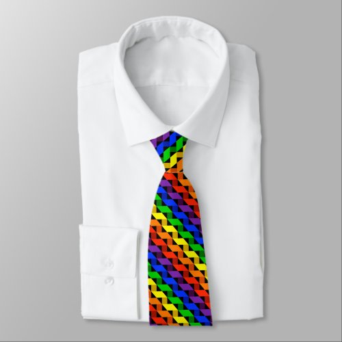Rainbow Ribbon Quilt Pattern Gay Pride Mens Neck Tie