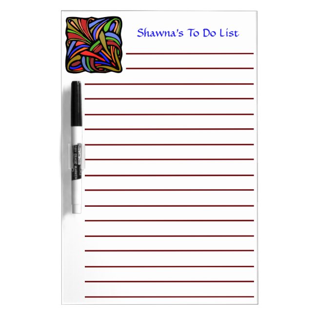 Rainbow Ribbon Twist, Lined and Personalized Dry-Erase Board (Front)