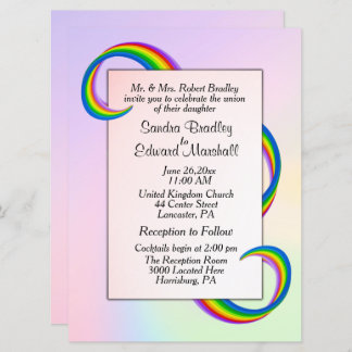 Rainbow Ribbon Wedding Invitation