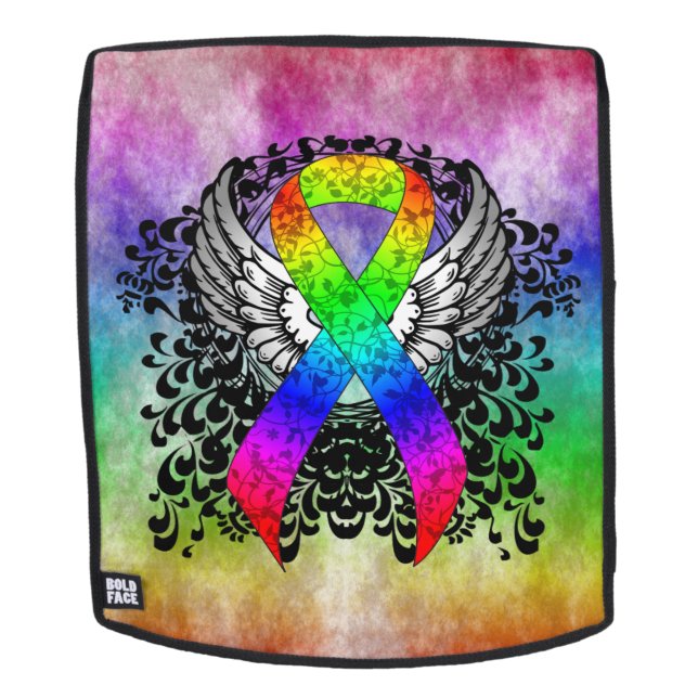 Rainbow Ribbon with Wings Backpack (Removable Face)