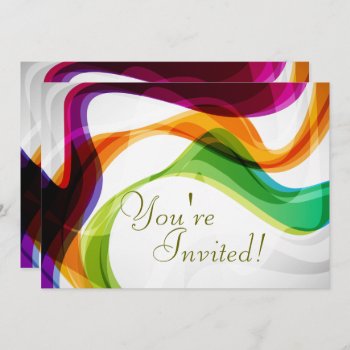 Rainbow Ribbons Wedding Invitation - 5"x7" Card by LilithDeAnu at Zazzle