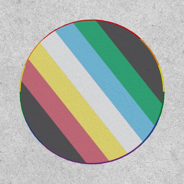 Rainbow Rimmed Disability Pride Flag Round Patch (Front)