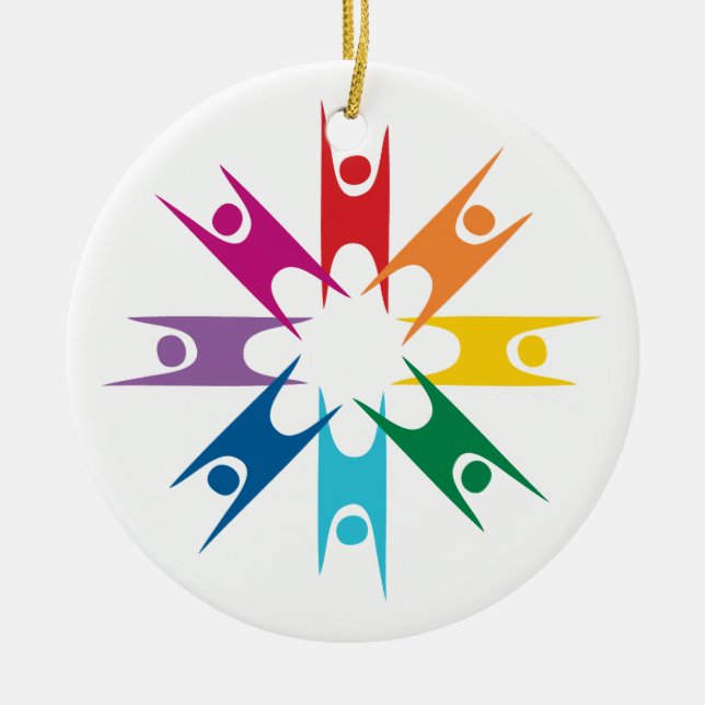 Rainbow Ring of Humanists Ceramic Ornament (Front)