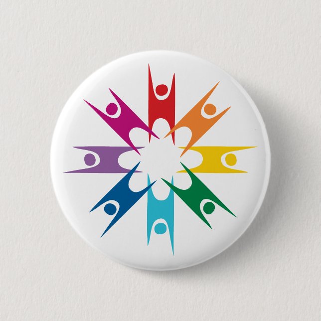 Rainbow Ring of Humanists Pinback Button (Front)