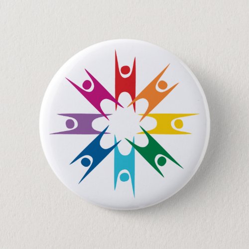 Rainbow Ring of Humanists Pinback Button