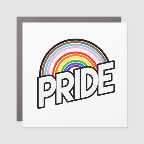 Rainbow Rings Progress Pride Car Magnet