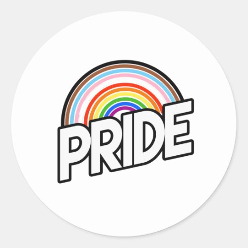 Rainbow Rings Progress Pride Classic Round Sticker