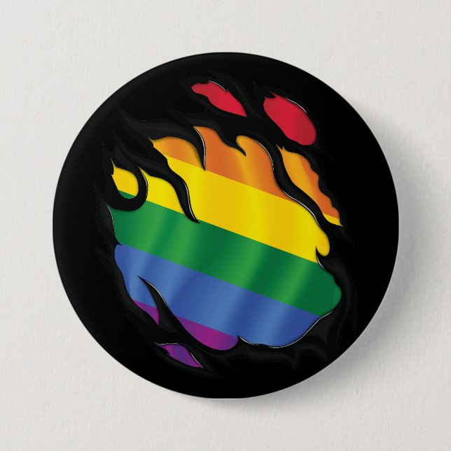 Rainbow Ripped Flag Button (Front)