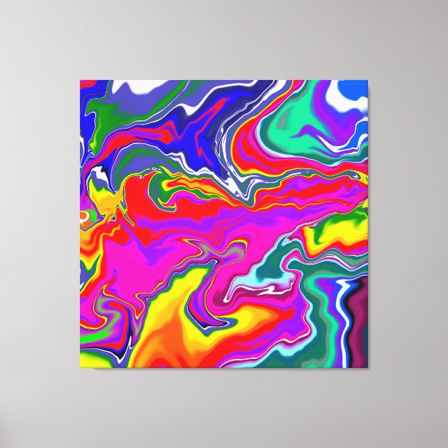Rainbow River Fluid Art Canvas Print (Front)