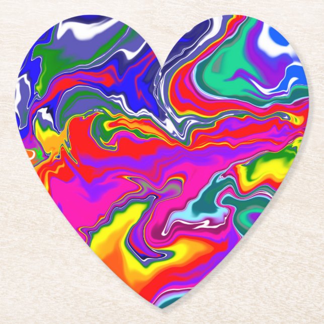 Rainbow River Fluid Art Paper Coaster (Front)