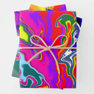 Rainbow River Fluid Art Wrapping Paper Sheets