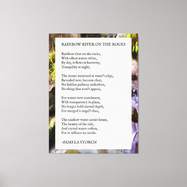 Rainbow River on the Rocks Poem by Pamela Storch Canvas Print (Front)
