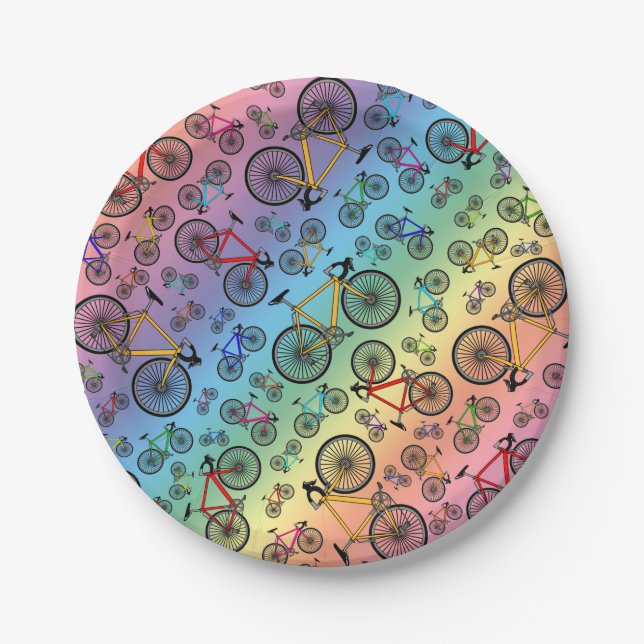 Rainbow road bikes paper plates (Front)