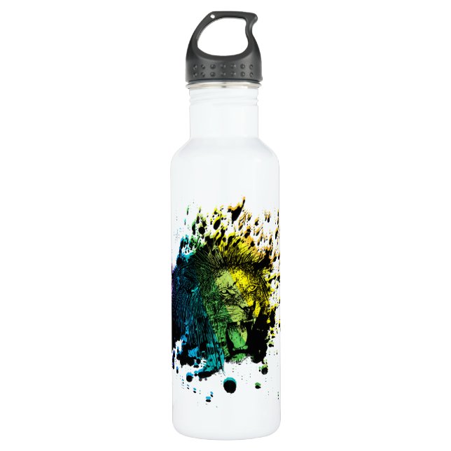 Rainbow Roaring Lion Stainless Steel Water Bottle (Front)