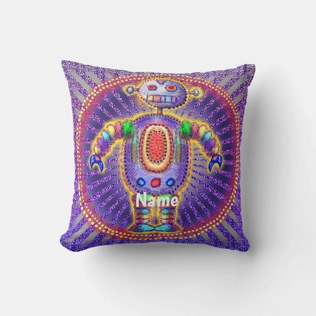 Rainbow Robot Pillow (Front)