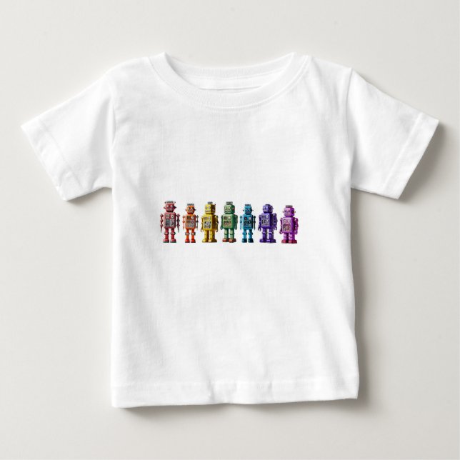 Rainbow Robots Baby T-Shirt (Front)