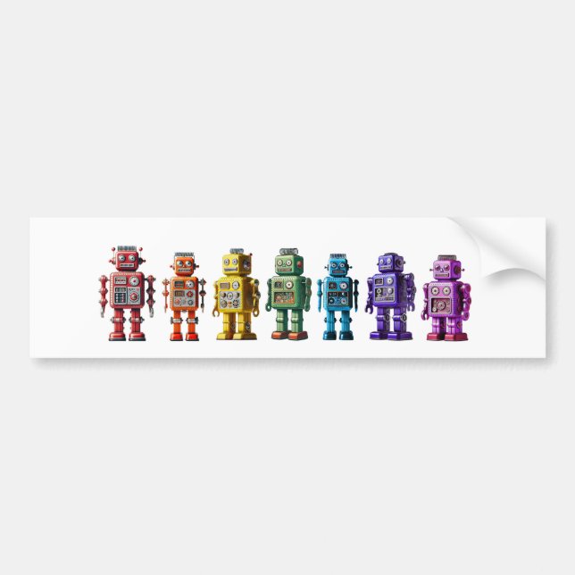 Rainbow Robots Bumper Sticker (Front)
