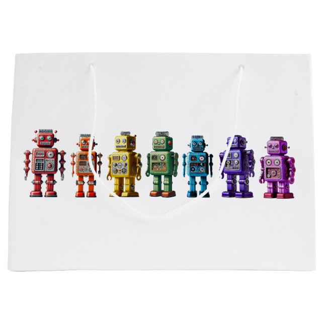 Rainbow Robots Large Gift Bag (Front)