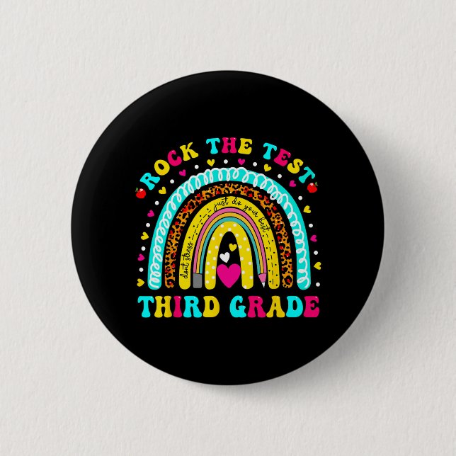 Rainbow Rock The Test Day Third Grade Testing Day  Button (Front)