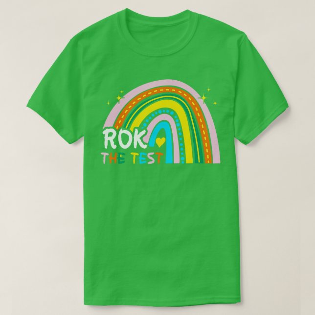 Rainbow Rock The Test Exam Testing Day Student Tea T-Shirt (Design Front)
