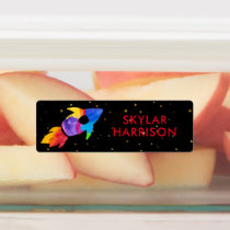 Rainbow Rocket Space School Daycare Waterproof Kids' Labels