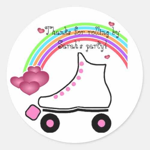 Rainbow Roller Skate Birthday Sticker