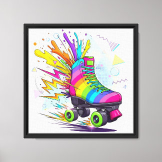 Rainbow roller skate canvas print
