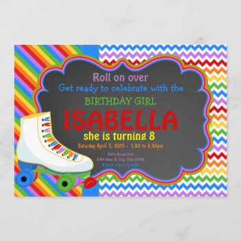 Rainbow Roller Skate Party Invitation by TiffsSweetDesigns at Zazzle