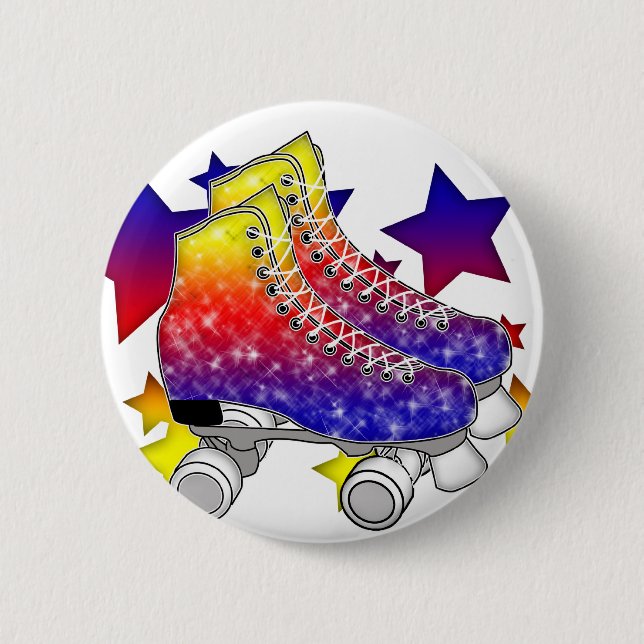 Rainbow Rollerskates Button (Front)