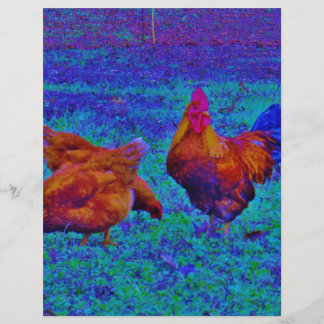 Rainbow Rooster & Hens, Electric Blue