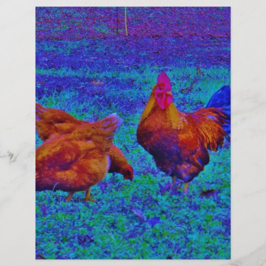 Rainbow Rooster & Hens, Electric Blue (Front)