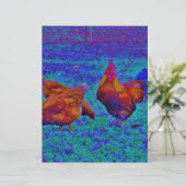Rainbow Rooster & Hens, Electric Blue (Standing Front)