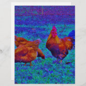 Rainbow Rooster & Hens, Electric Blue (Front/Back)