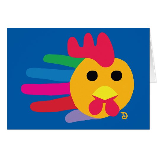 Rainbow Rooster with Red Comb Cards (Front Horizontal)