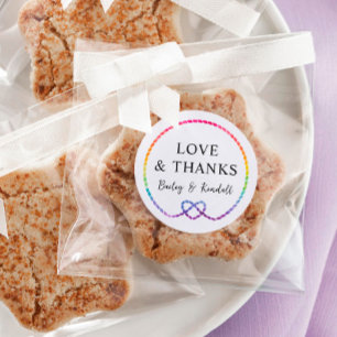 Rainbow Rope Heart Nautical LGBT Wedding Thank You Classic Round Sticker