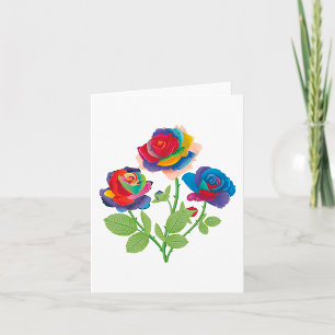 Rainbow Rose Bouquet Pop Art Floral Card