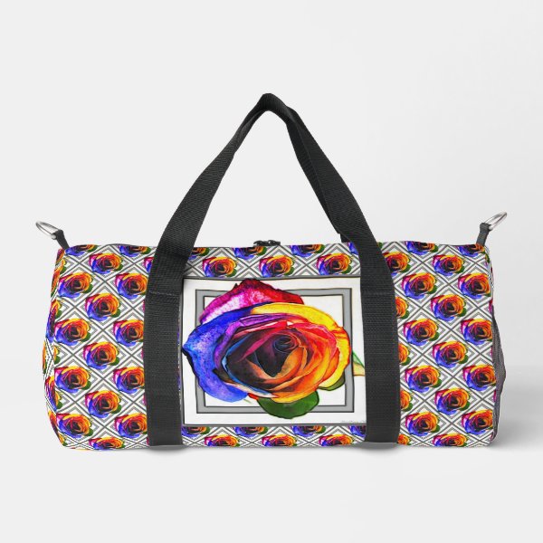 Rainbow Rose Duffle Bag