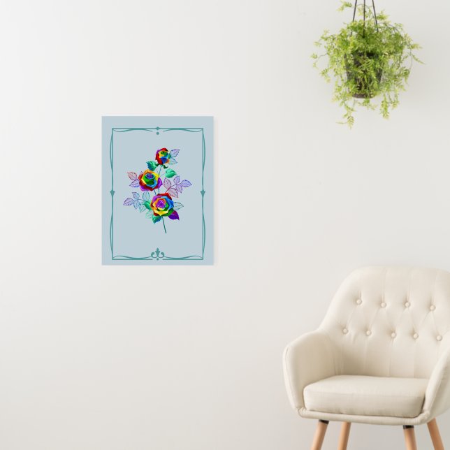 Rainbow Rose Floral Art Foam Board (In Situ (Wall))