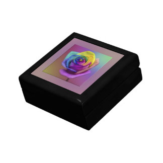Rainbow Rose Flower Keepsake Box