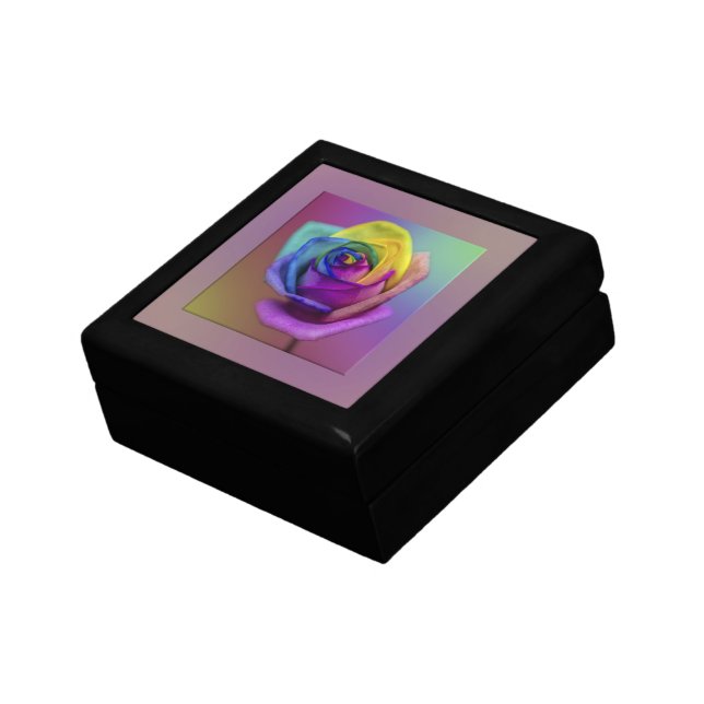 Rainbow Rose Flower Keepsake Box (Side)