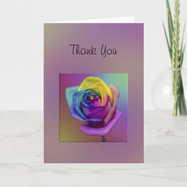 Rainbow Rose Flower Thank You (Front)
